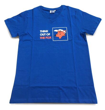 Blauwe T-shirt voorkant met VUB Vos