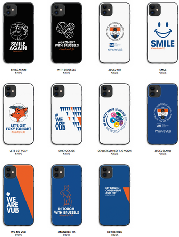 Verschillende designs VUB GSM-hoesjes compilatie