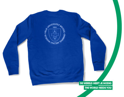 Sweater 2022 blauw VUB wapenschild