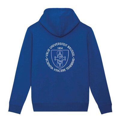 Hoodie, blauw (premiumlijn, VUB wapenschild)
